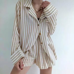 Cotton Striped Shorts Co-ords