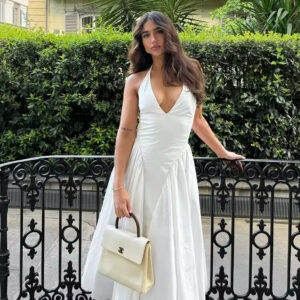 White Drop Waist Long Dress