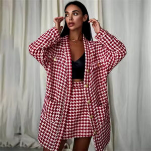 Red Plaid Blazer Set